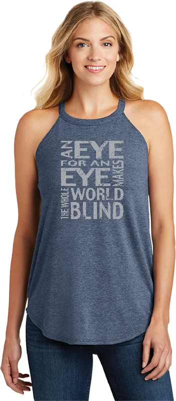 Big Discounts Womens Yoga Tank Top An Eye for an Eye Triblend Rocker Tanktop