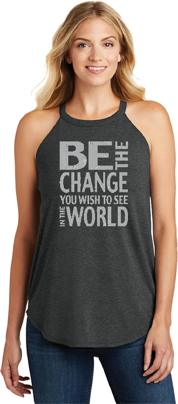 Discount Deals Womens Yoga Tank Top Be The Change Triblend Rocker Tanktop
