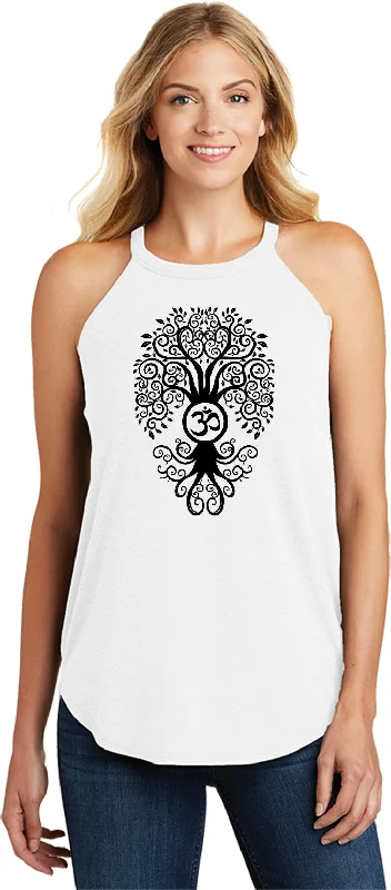 Discount Extravaganza Womens Yoga Tank Top Black Bodhi Tree Triblend Rocker Tanktop