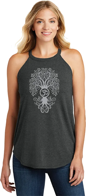 Super Sale Womens Yoga Tank Top Grey Bodhi Tree Triblend Rocker Tanktop