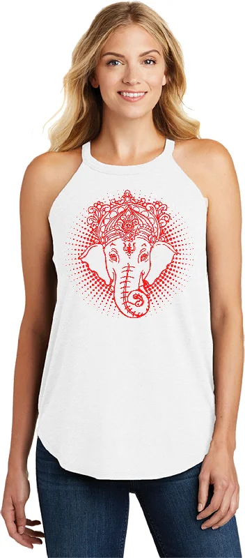 Buy More, Save More Womens Yoga Tank Top Red Iconic Ganesha Triblend Rocker Tanktop