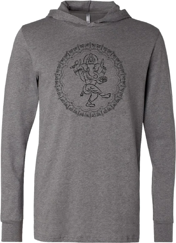 Last Chance Yoga Lightweight Hoodie Circle Ganesha Black Print