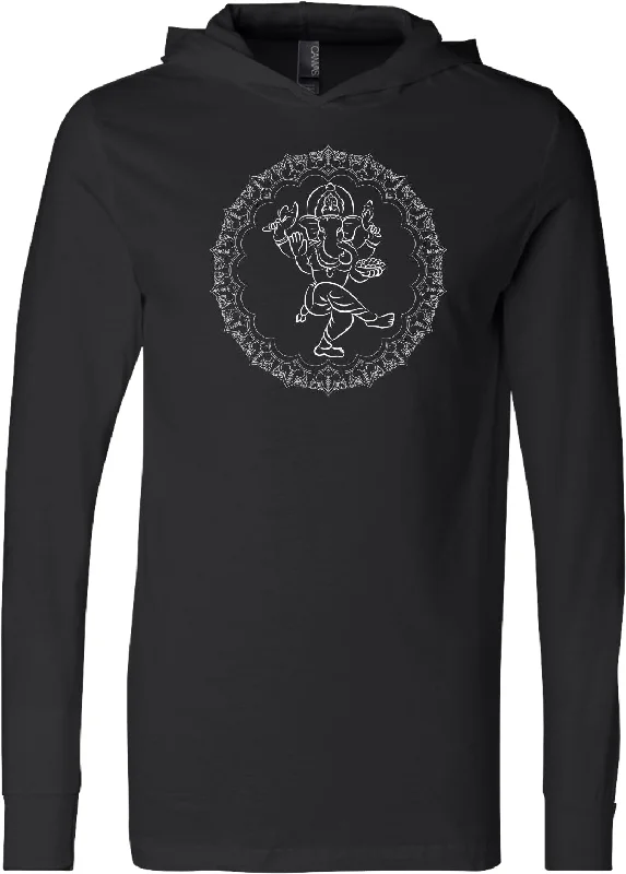 Holiday Sale Yoga Lightweight Hoodie Circle Ganesha White Print