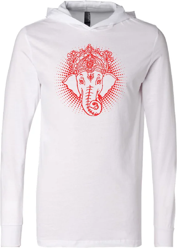 Stock Up and Save Yoga Lightweight Hoodie Red Iconic Ganesha