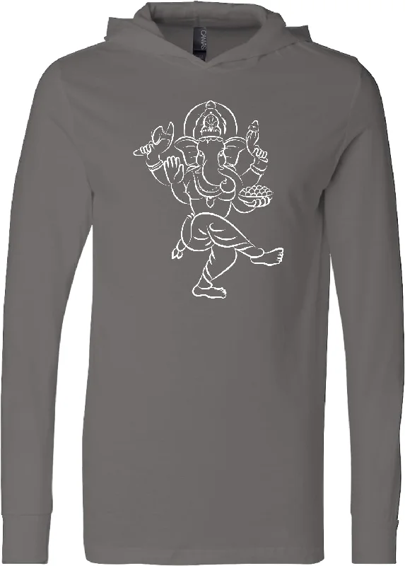 Limited Edition Yoga Lightweight Hoodie Sketch Ganesha White Print