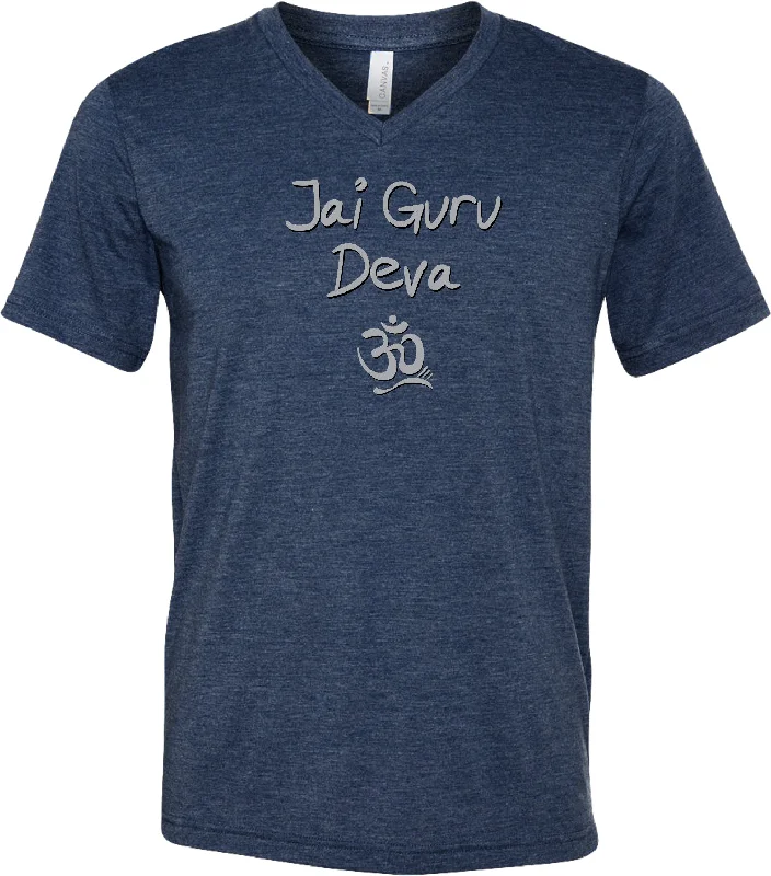 Major Savings Yoga T-shirt Jai Guru Deva Lightweight Triblend V-neck