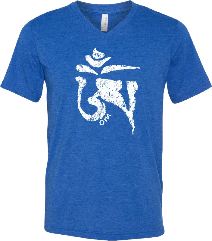 Sneak Peek Sale Yoga T-shirt White Tibetan Om Lightweight Triblend V-neck