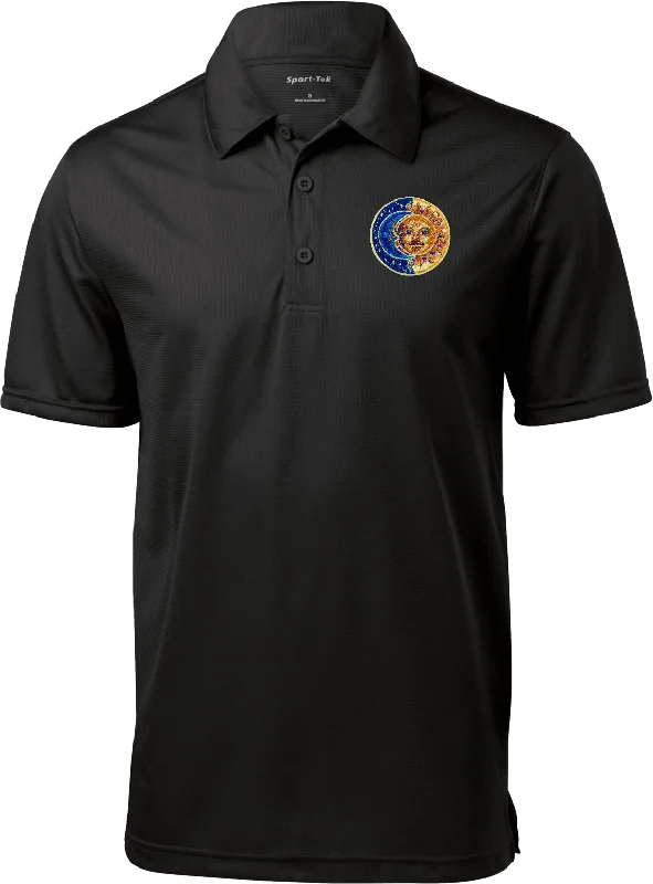 Act Fast Yoga Textured Polo Sun and Moon Pocket Print